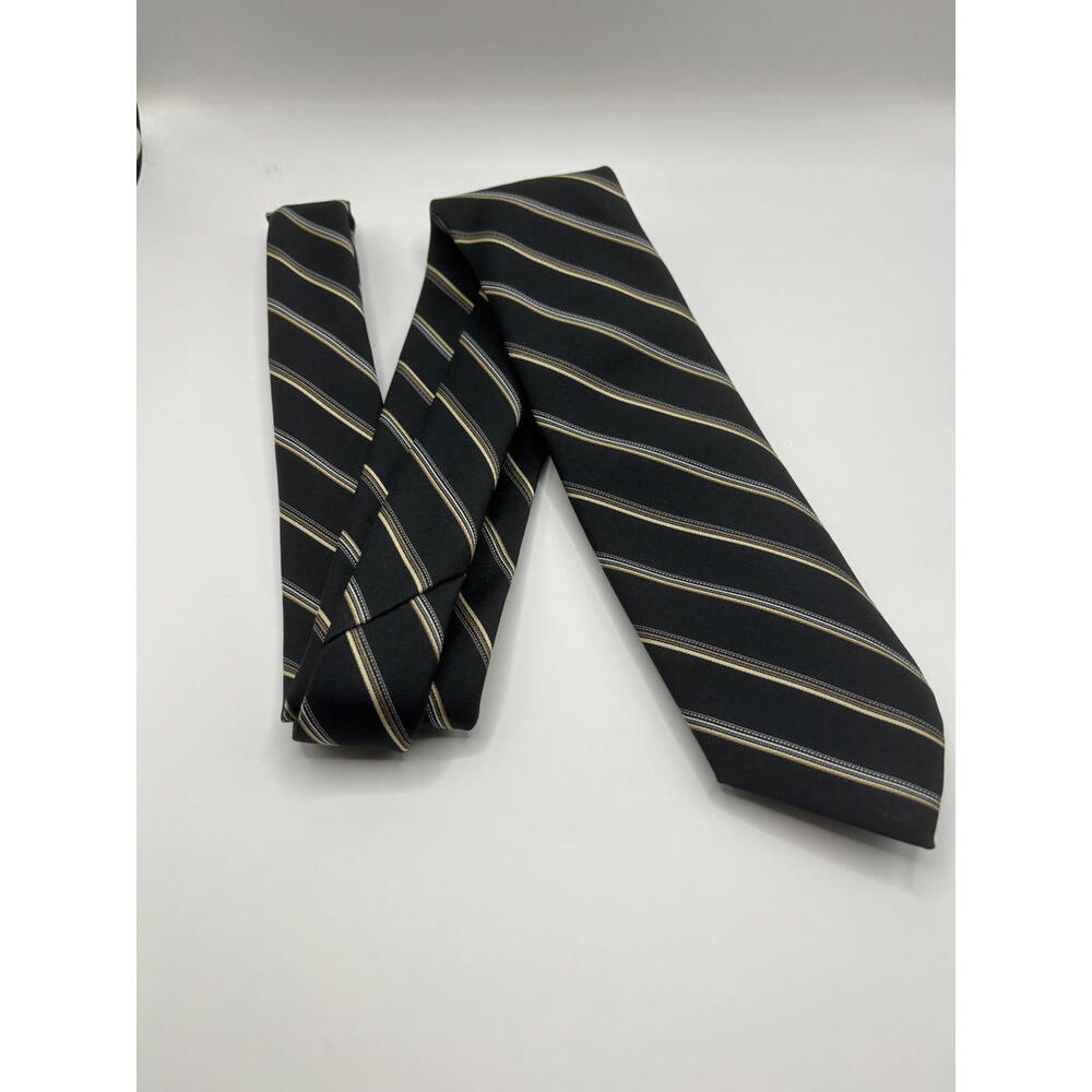 Hardy Amies Classic Striped Men's Tie Blue Gold Made in Canada
